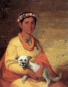 John Mix Stanley Hawaiian Girl with Dog oil on canvas
